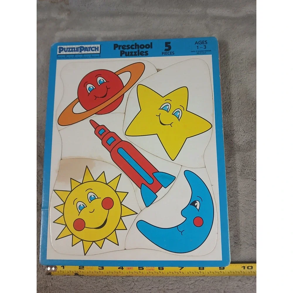 Vtg PuzzlePatch Preschool Puzzles Set of 6 Ages 1-3 Cardboard 1992 Made in‎ USA